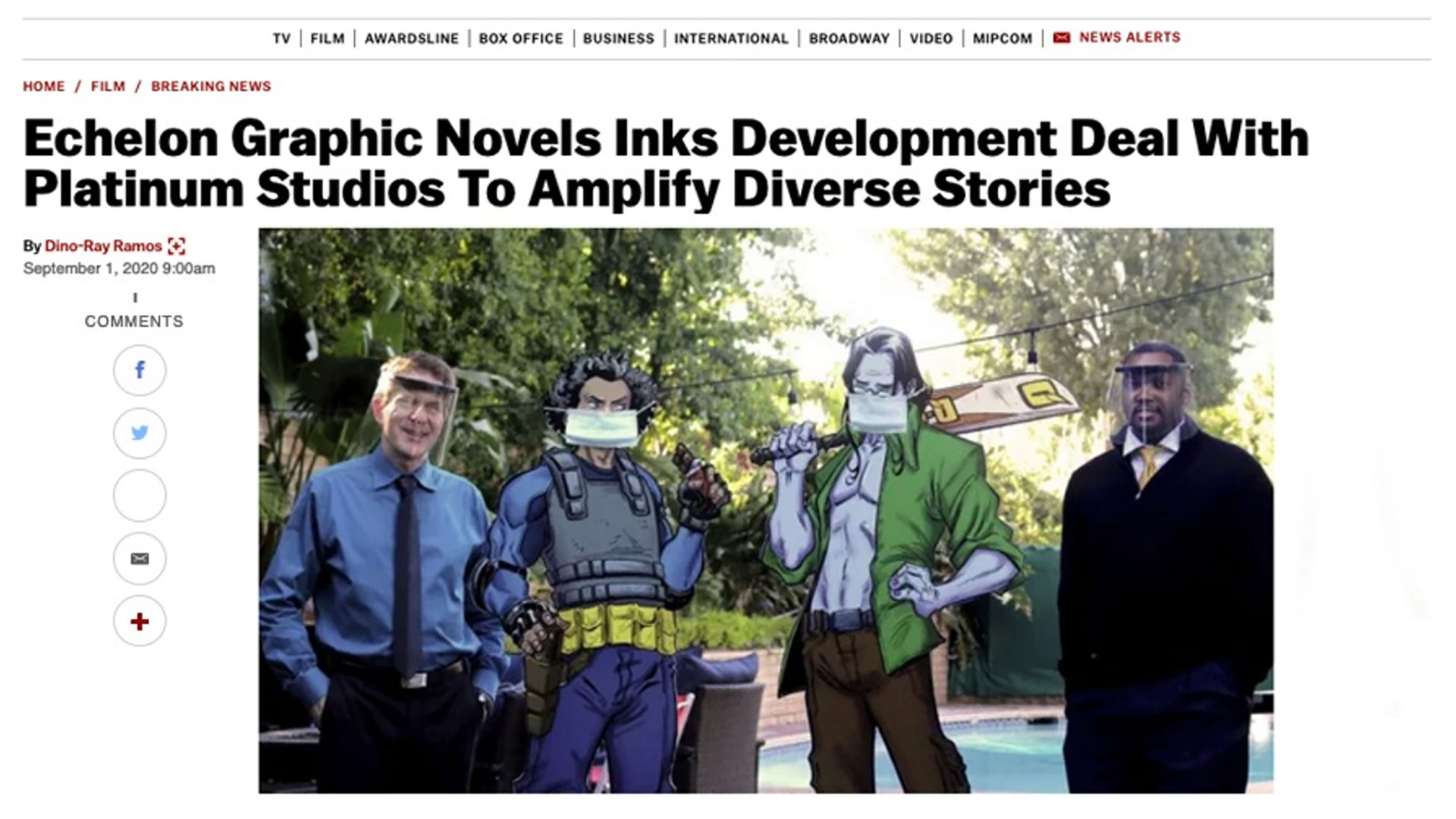 Deadline : Echelon Graphic Novels Inks Development Deal With Platinum Studios To Amplify Diverse Stories